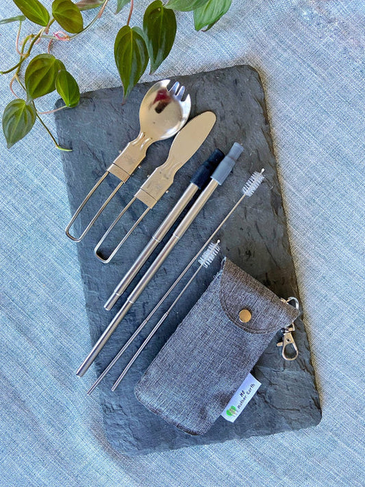 Straw & Cutlery Set - Collapsible